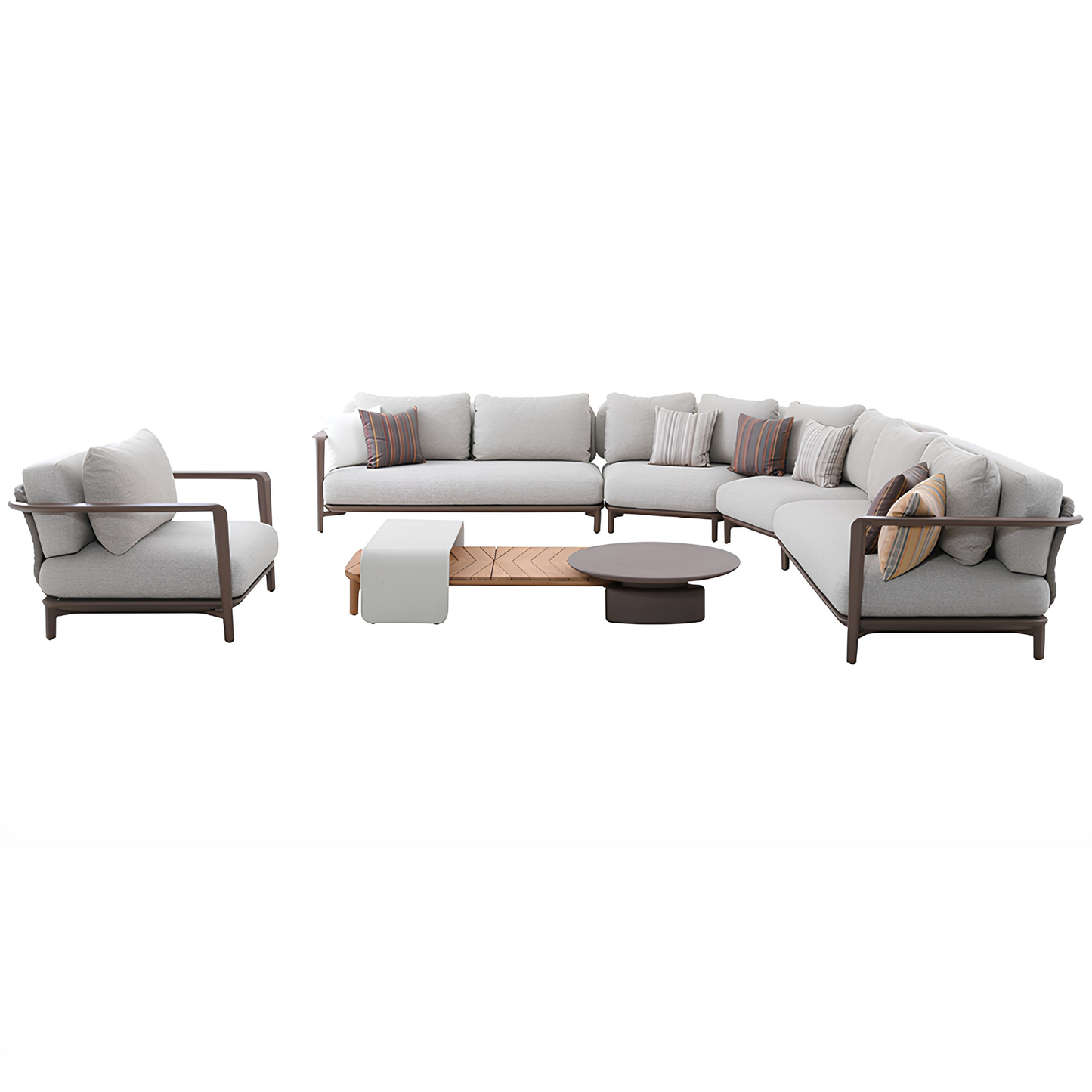 Aurora 6 Seater Outdoor Rope Lounge in Light Brown