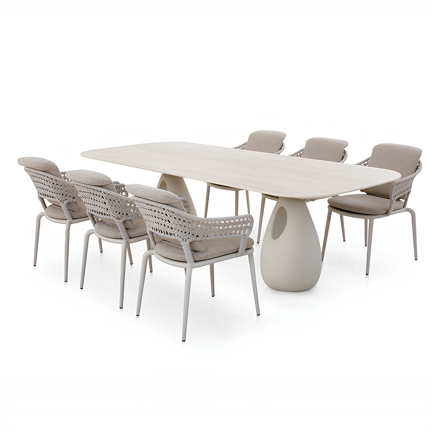 Aurora Outdoor Ceramic Dining Table 240 cm with Concrete Base in Beige