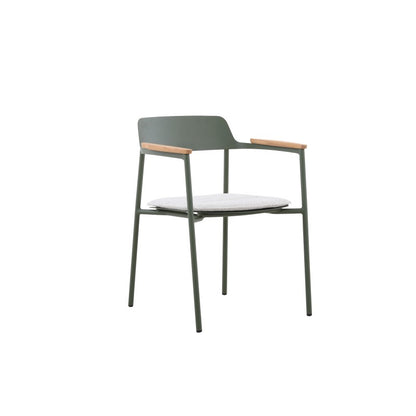 Aurora Outdoor Aluminium Dining Chair with Teak Arm with Cushion
