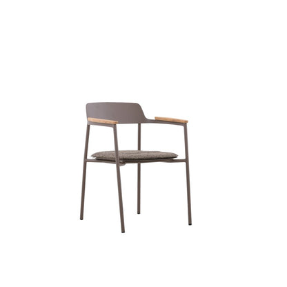 Aurora Outdoor Aluminium Dining Chair with Teak Arm with Cushion