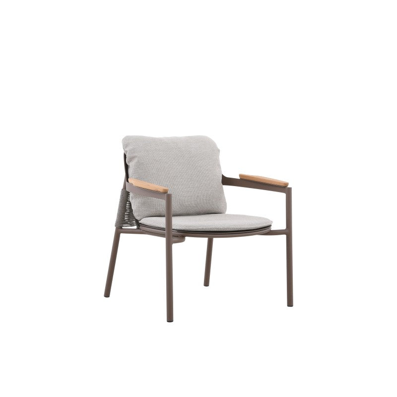 Aurora Outdoor Rope Leisure Chair with Teak Arm & Cushion