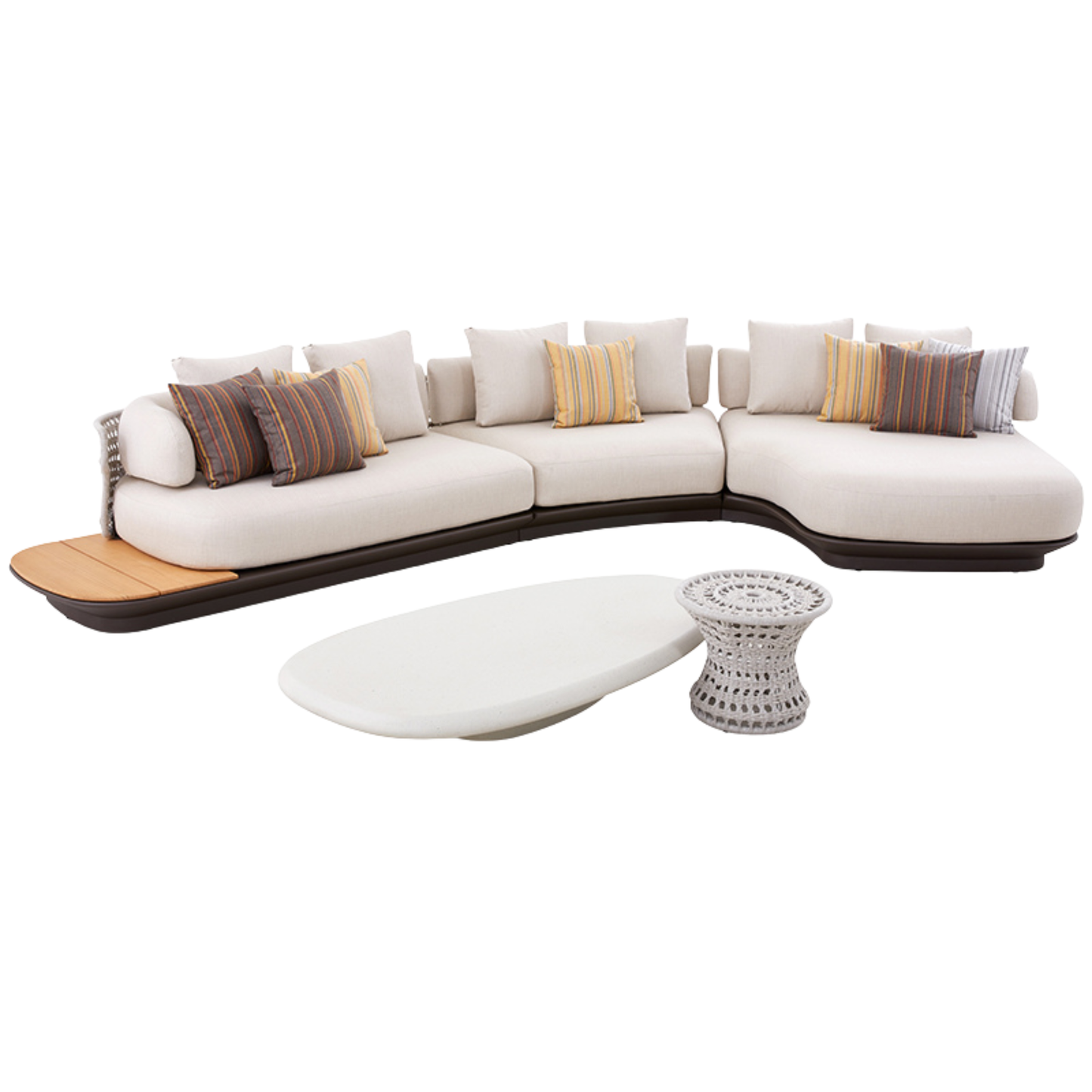 Bossa 6 Seater Outdoor Rope Lounge with Teak Side Panel