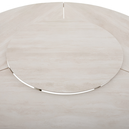 Aurora Outdoor Ceramic Dining Table 148 cm with Lazy Susan and Concrete Base in Beige