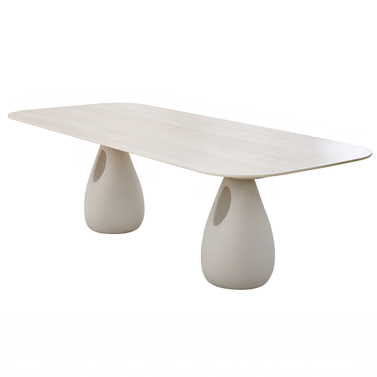 Aurora Outdoor Ceramic Dining Table 240 cm with C‌oncrete Base in Beige