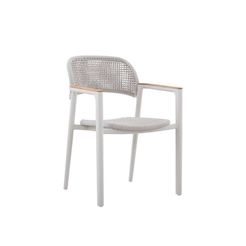 La Tour Outdoor Rope Dining Chair with Teak Arm