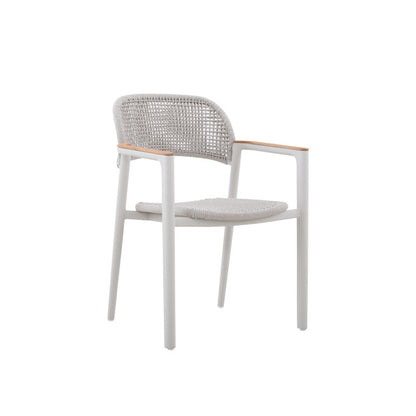 La Tour Outdoor Rope Dining Chair with Teak Arm