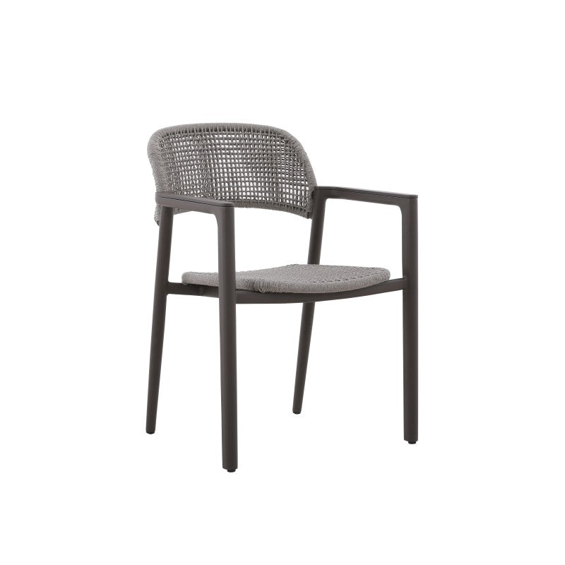 La Tour Outdoor Rope Dining Chair with Teak Arm