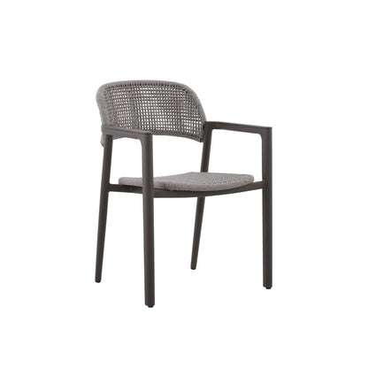 La Tour Outdoor Rope Dining Chair with Teak Arm