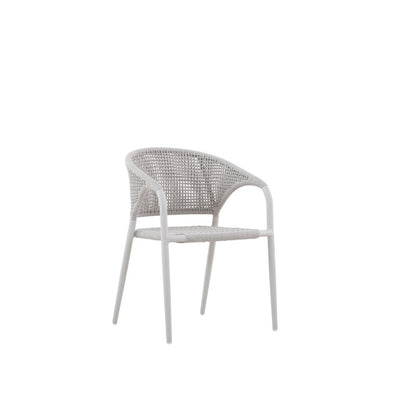 La Tour Outdoor Rope Dining Chair with Teak Arm in Beige