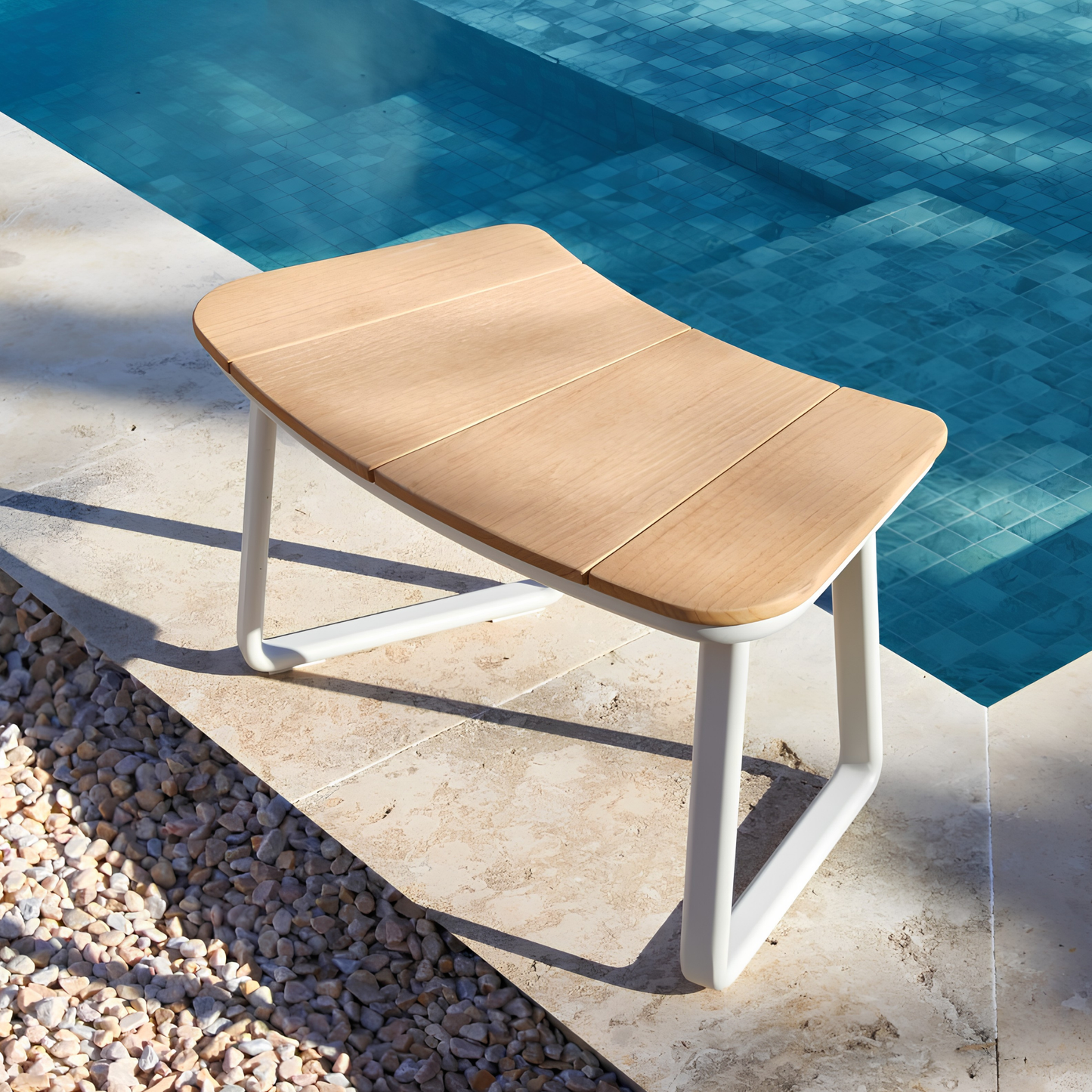 Alma Outdoor Teak Picnic Table 148 cm with Lazy Susan in Beige