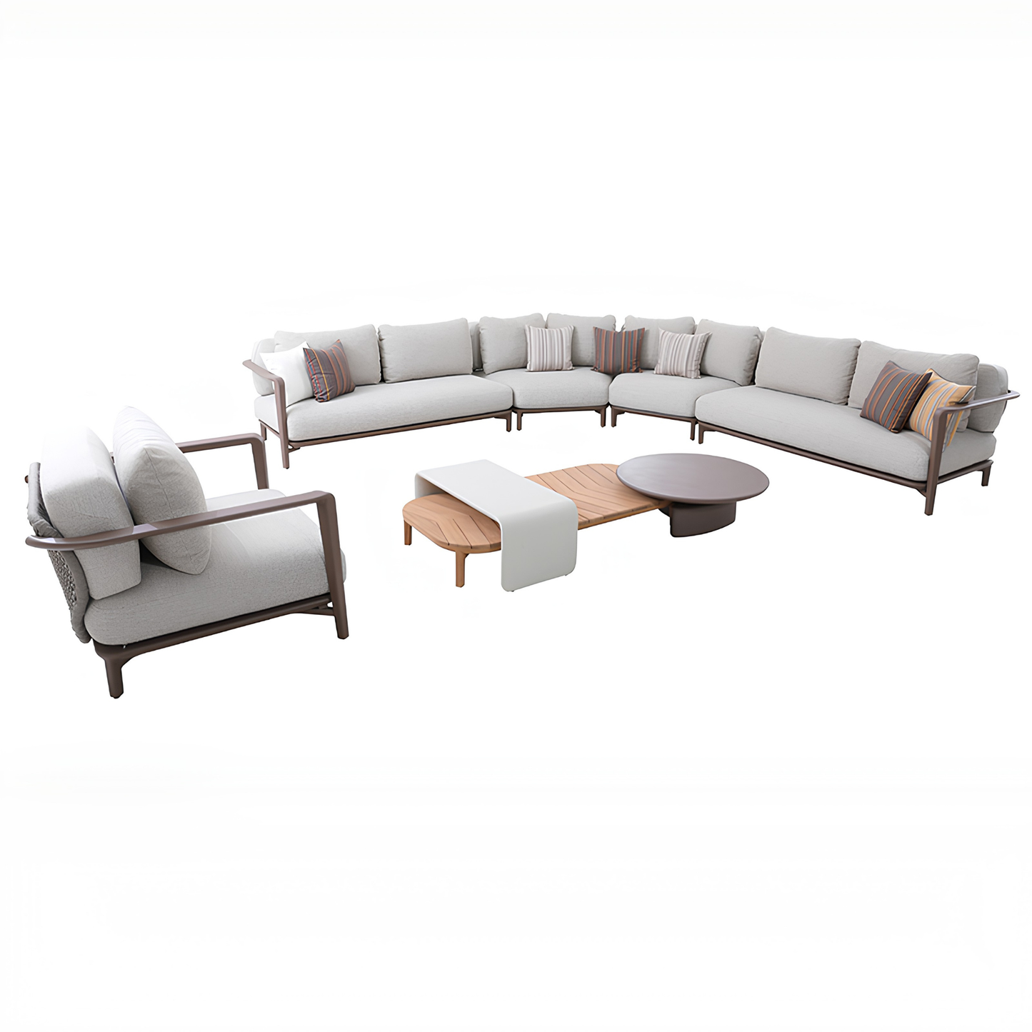 Aurora 6 Seater Outdoor Rope Lounge in Light Brown