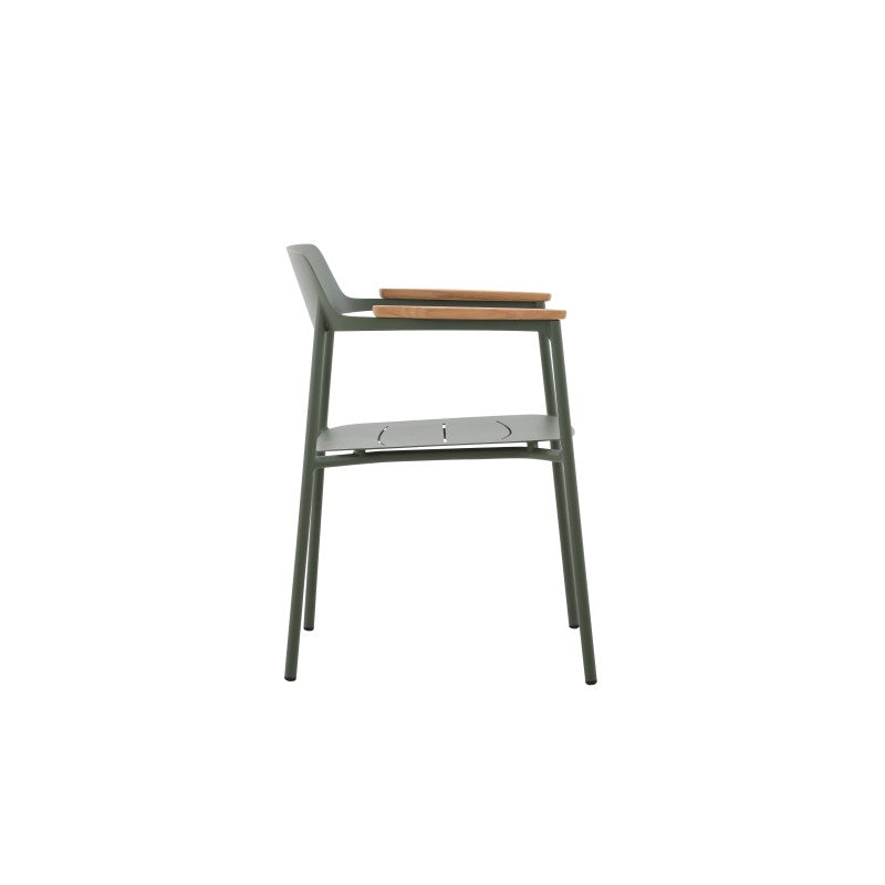 Aurora Outdoor Aluminium Dining Chair with Teak Arm with Cushion