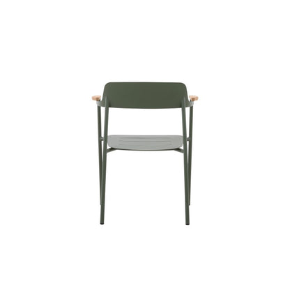 Aurora Outdoor Aluminium Dining Chair with Teak Arm with Cushion