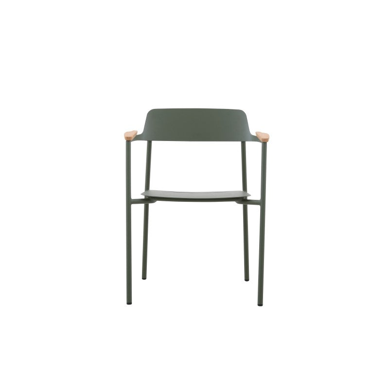 Aurora Outdoor Aluminium Dining Chair with Teak Arm with Cushion