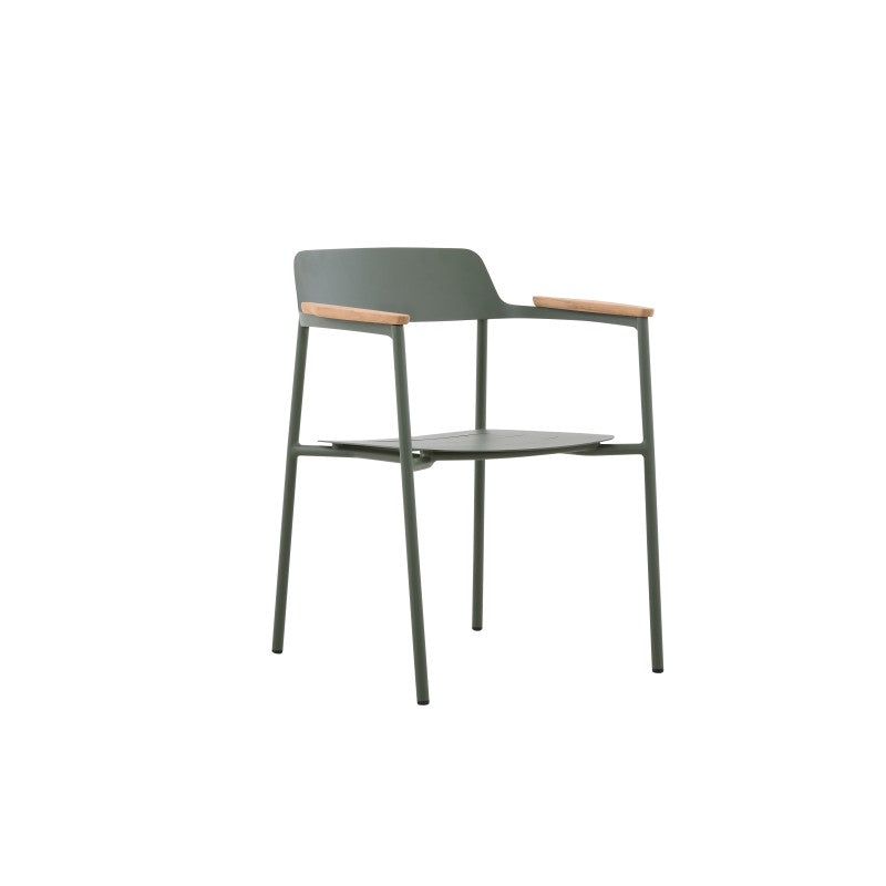 Aurora Outdoor Aluminium Dining Chair with Teak Arm with Cushion