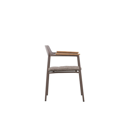 Aurora Outdoor Aluminium Dining Chair with Teak Arm with Cushion
