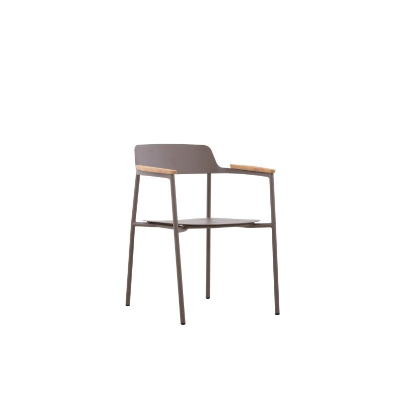 Aurora Outdoor Aluminium Dining Chair with Teak Arm with Cushion