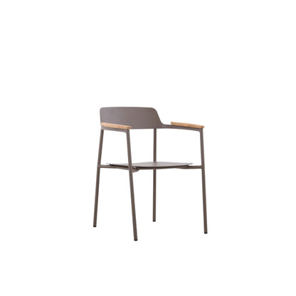 Aurora Outdoor Aluminium Dining Chair with Teak Arm with Cushion