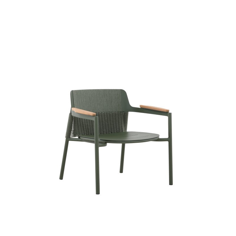 Aurora Outdoor Rope Leisure Chair with Teak Arm & Cushion
