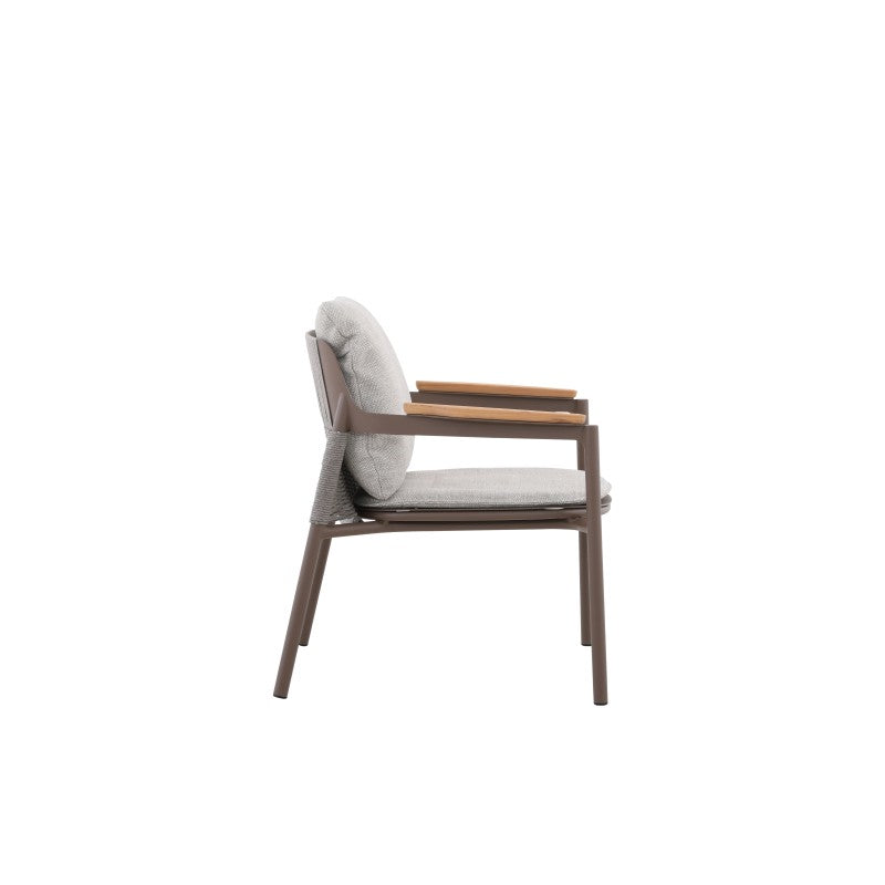 Aurora Outdoor Rope Leisure Chair with Teak Arm & Cushion