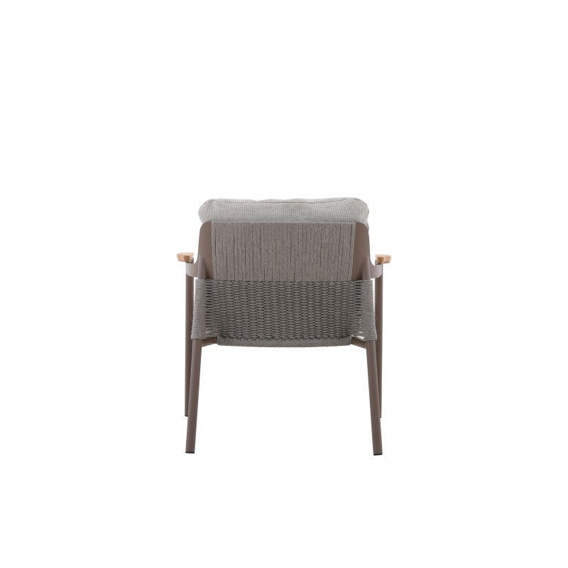 Aurora Outdoor Rope Leisure Chair with Teak Arm & Cushion