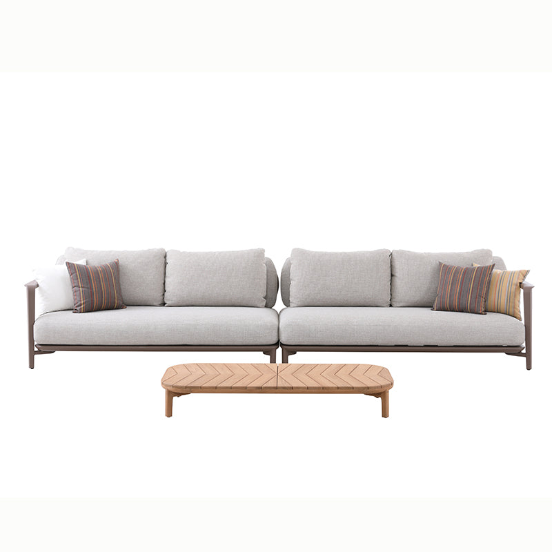 Aurora 4 Seater Outdoor Rope Lounge with Teak Coffee Table in Light Brown