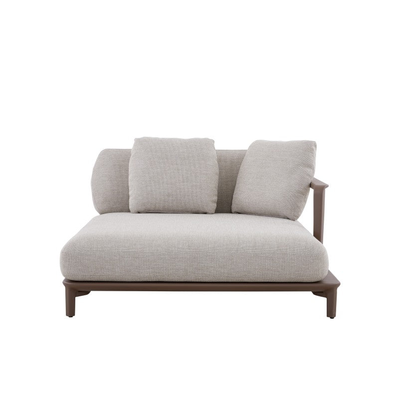 Aurora Outdoor Rope Lounge with Teak and Fiber Glass Coffee Table in Light Brown