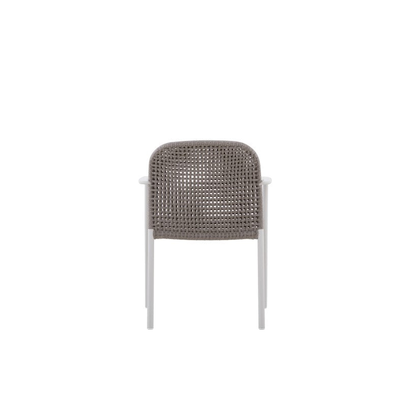 Fano Outdoor Rope Dining Chair with Arm in Beige Frame and Taupe Rope - Full Weaving Back
