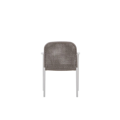 Fano Outdoor Rope Dining Chair with Arm in Beige Frame and Taupe Rope - Full Weaving Back