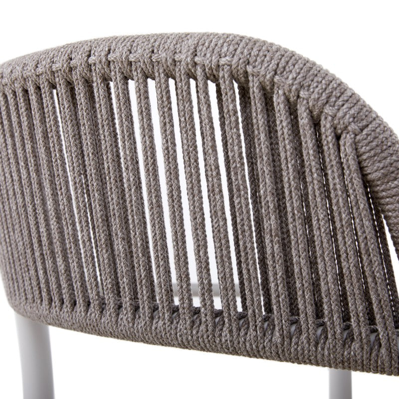 Fano Outdoor Rope Dining Chair with Arm in Beige Frame and Taupe Rope - Half Weaving Back