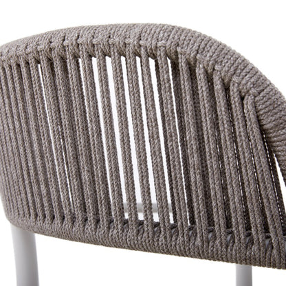 Fano Outdoor Rope Dining Chair with Arm in Beige Frame and Taupe Rope - Half Weaving Back