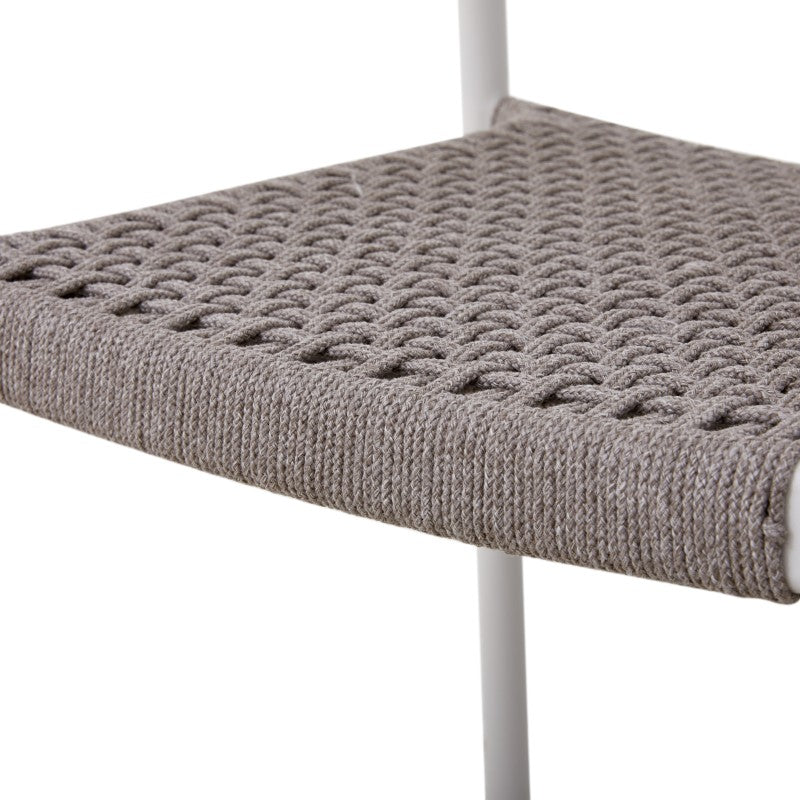 Fano Outdoor Rope Dining Chair with Arm in Beige Frame and Taupe Rope - Half Weaving Back