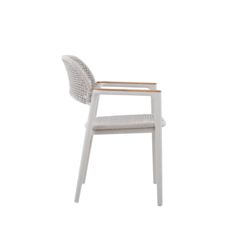 La Tour Outdoor Rope Dining Chair with Teak Arm