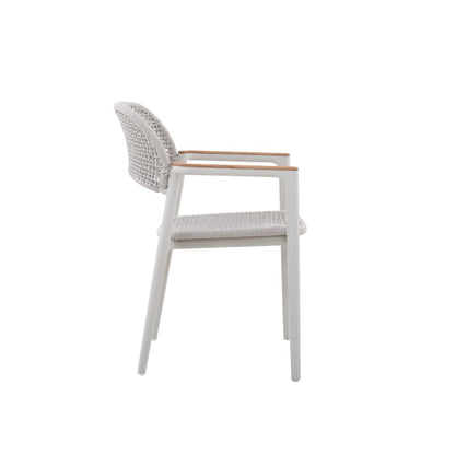 La Tour Outdoor Rope Dining Chair with Teak Arm