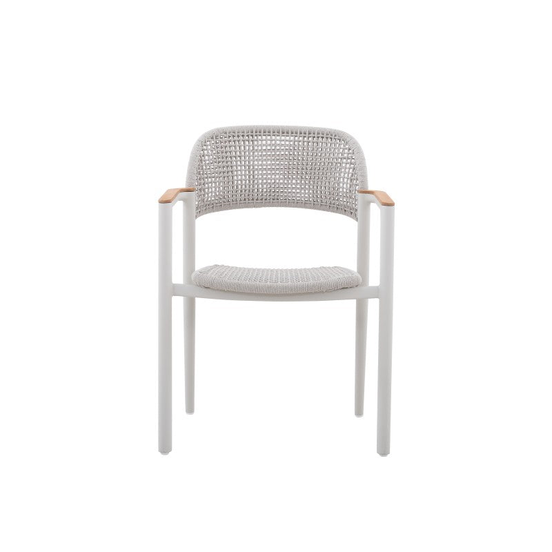 La Tour Outdoor Rope Dining Chair with Teak Arm