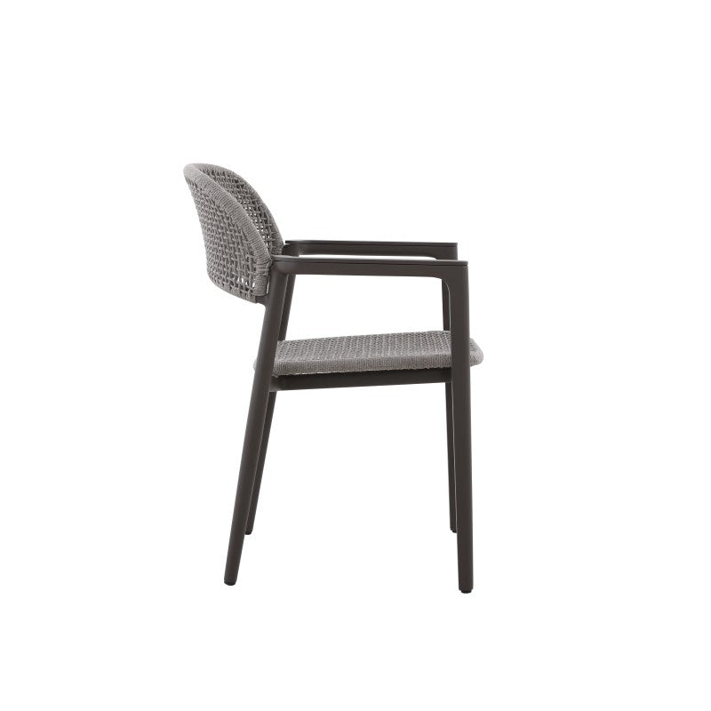La Tour Outdoor Rope Dining Chair with Teak Arm