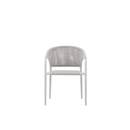 La Tour Outdoor Rope Dining Chair with Teak Arm in Beige