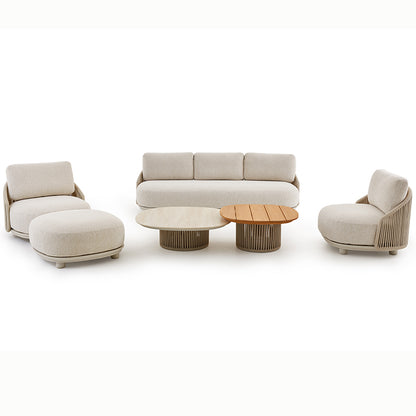 Orbit 5 Seater Outdoor Rope Lounge with Footrest - Beige