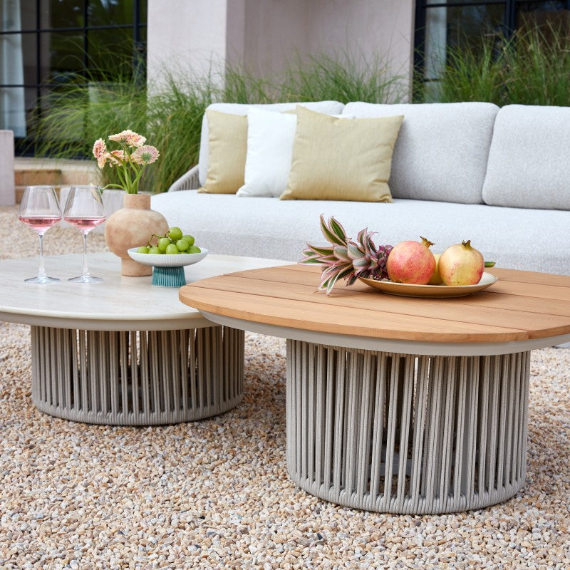 Orbit 5 Seater Outdoor Rope Lounge with Footrest - Beige