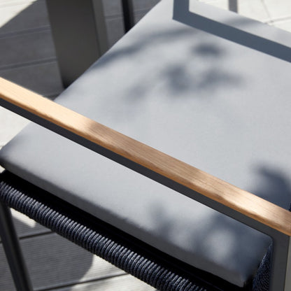 Sunrise Outdoor Rope Dining Chair with Teak Arm with Cushion