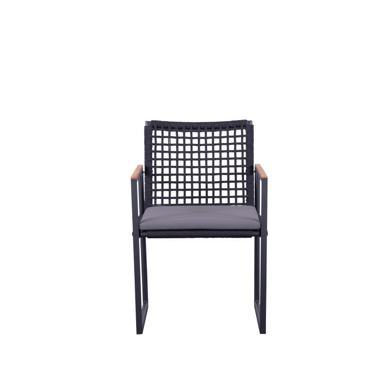 Sunrise Outdoor Rope Dining Chair with Teak Arm with Cushion