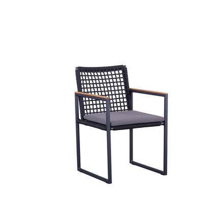 Sunrise Outdoor Rope Dining Chair with Teak Arm with Cushion