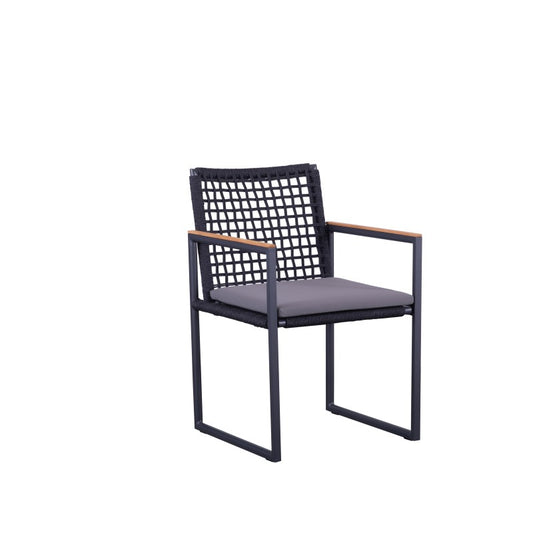 Sunrise Outdoor Rope Dining Chair with Teak Arm with Cushion
