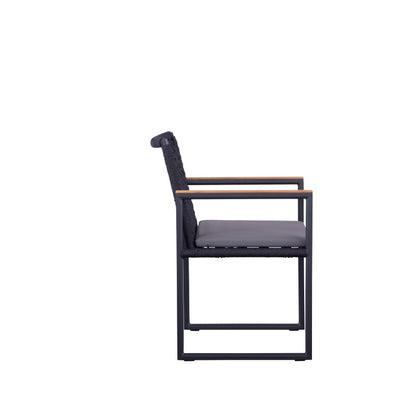 Sunrise Outdoor Rope Dining Chair with Teak Arm with Cushion