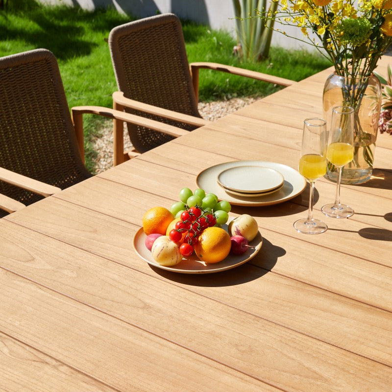 Sunrise Outdoor Full Teak Dining Table 240 cm with 6 Teak Chairs