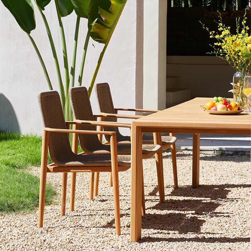 Sunrise Outdoor Full Teak Dining Table 240 cm with 6 Teak Chairs
