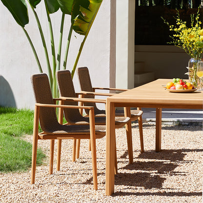 Sunrise Outdoor Full Teak Dining Table 240 cm with 6 Teak Chairs