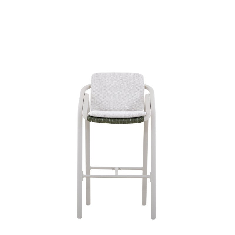 Vento Outdoor Rope Bar Chair with Cushion in Beige Frame and Green Rope