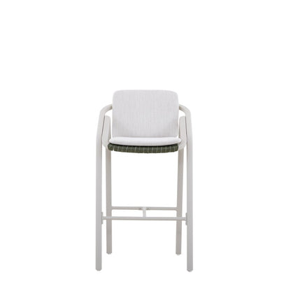Vento Outdoor Rope Bar Chair with Cushion in Beige Frame and Green Rope
