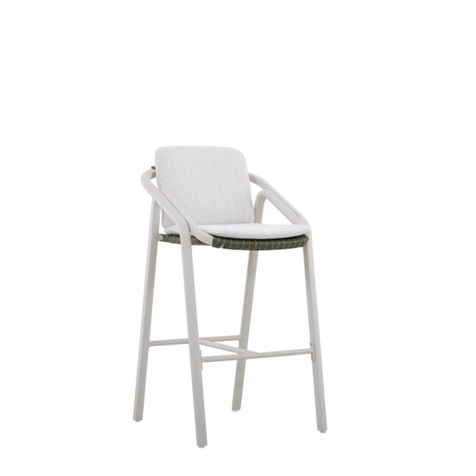 Vento Outdoor Rope Bar Chair with Cushion in Beige Frame and Green Rope